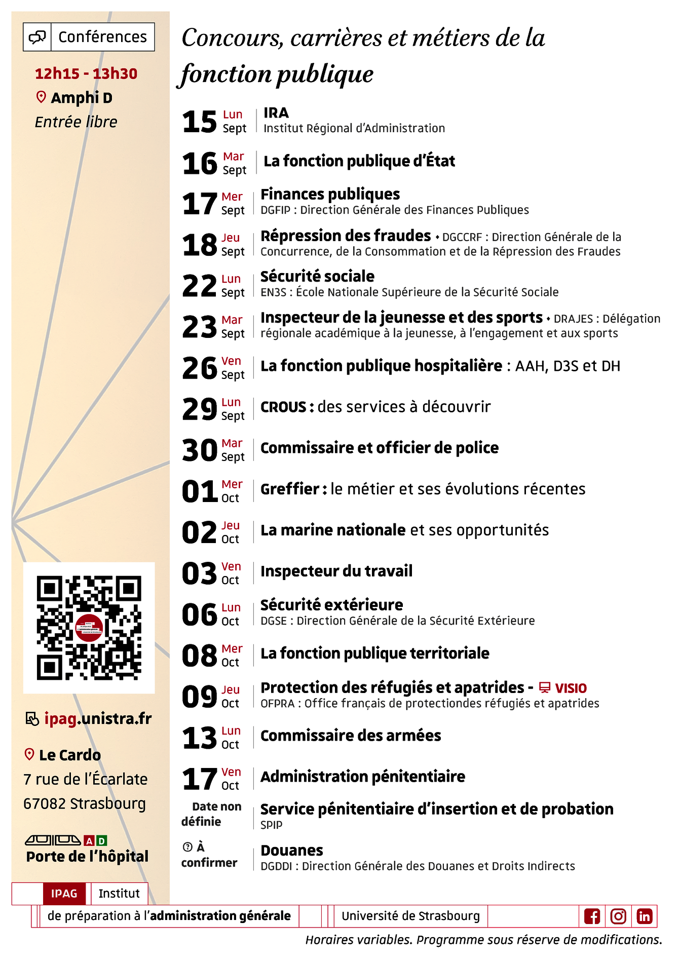 Liste des conférences de l'IPAG
